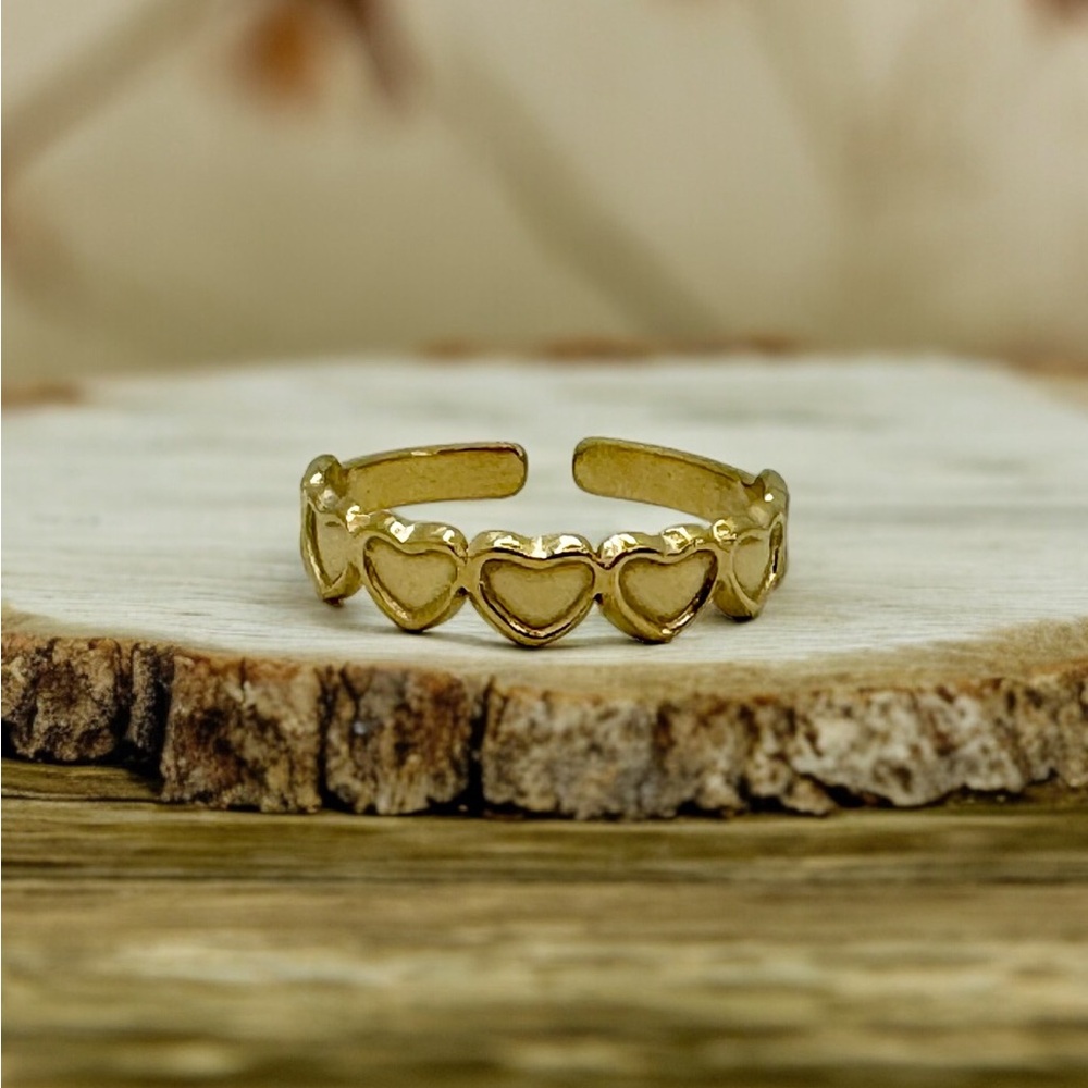 18k Gold Plated Adjustable Open Heart ring